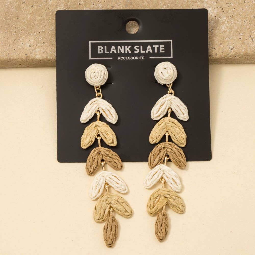 Chevron Charm Straw Dangle Earrings