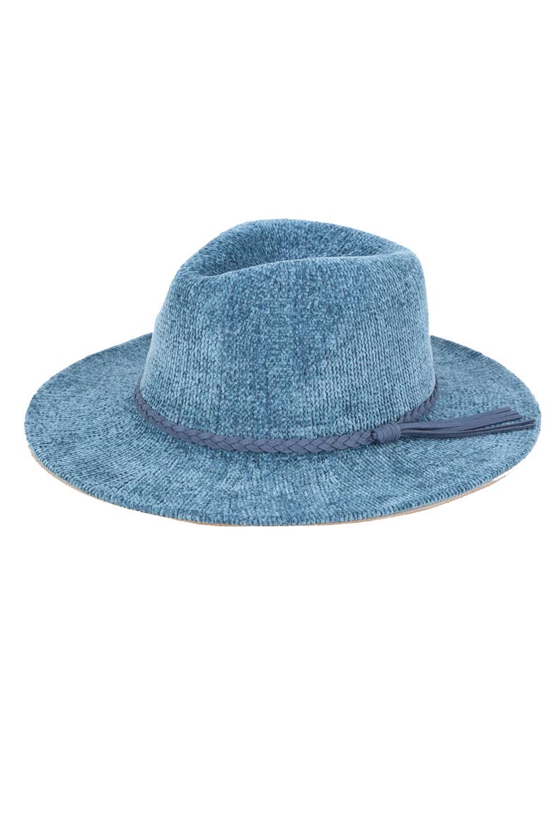 Chenille Panama Hat - Blue