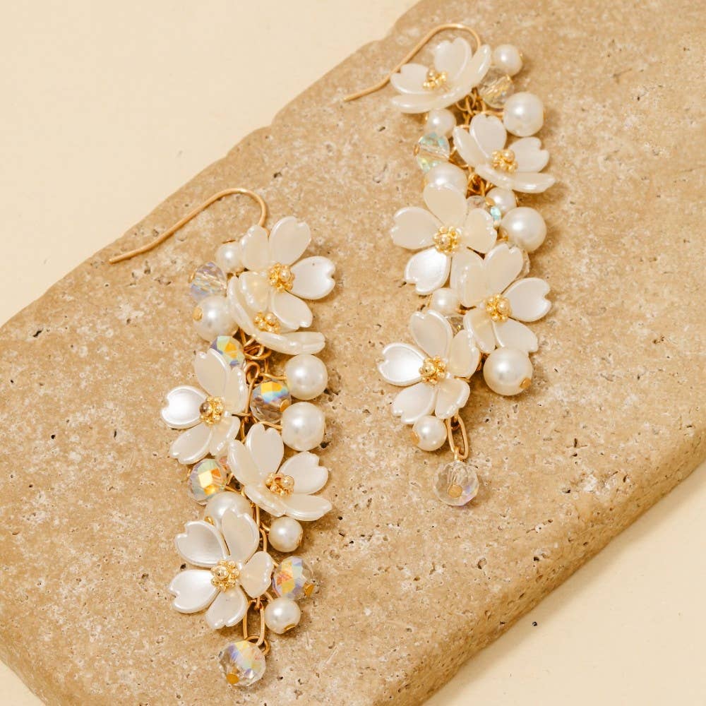 Pearl Petal Dangle Earrings
