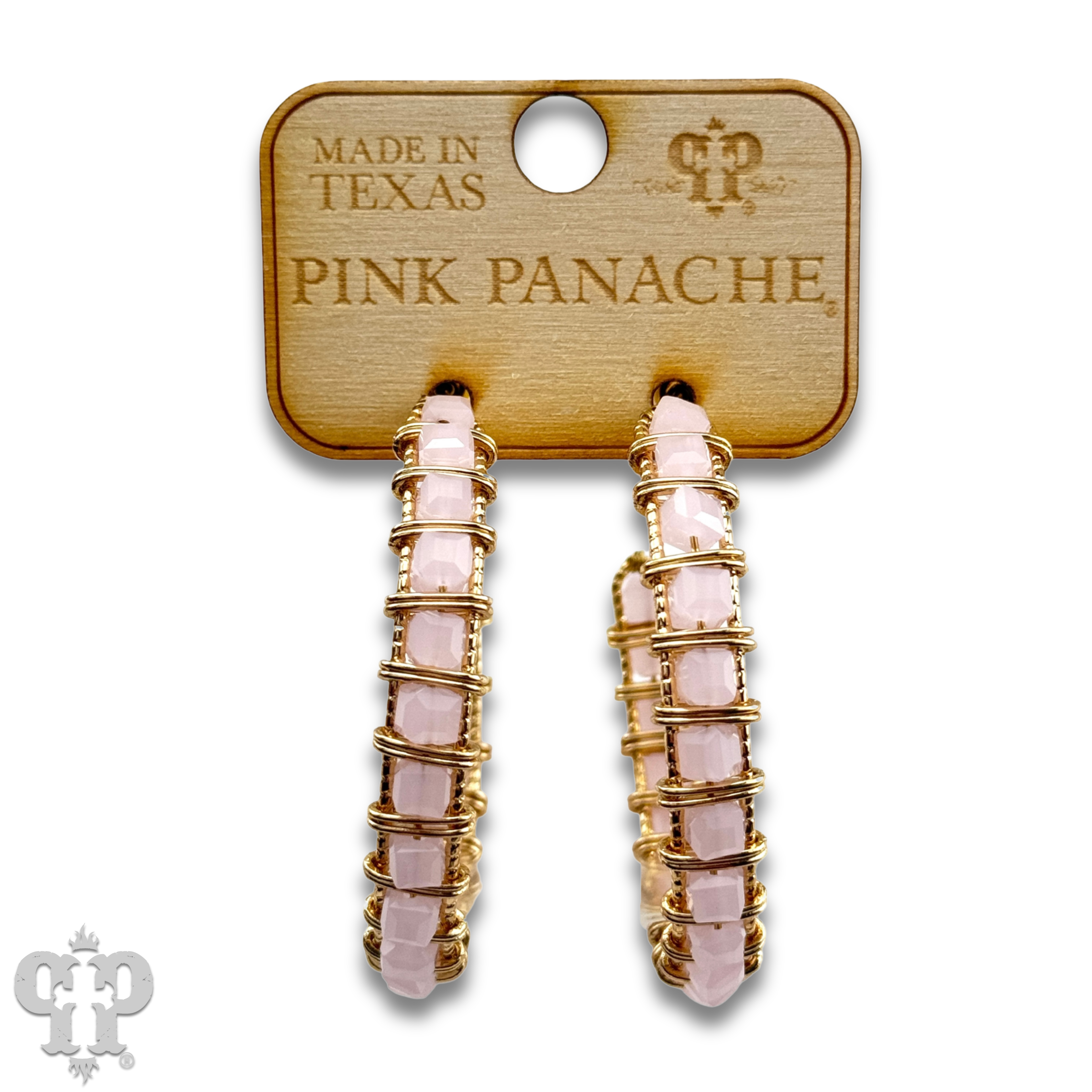 Blush bead hoop earring - Pink