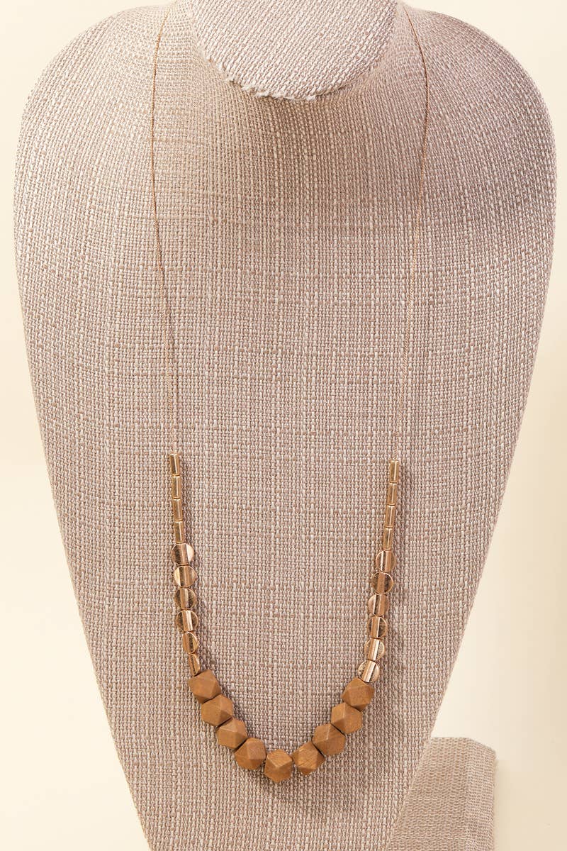 Block Bead Charm Long Necklace: IVY
