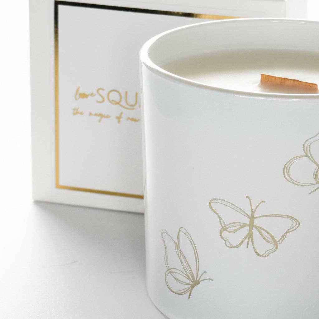 Sweet Tuscan Cashmere Candle, Butterfly Design, Premium: White