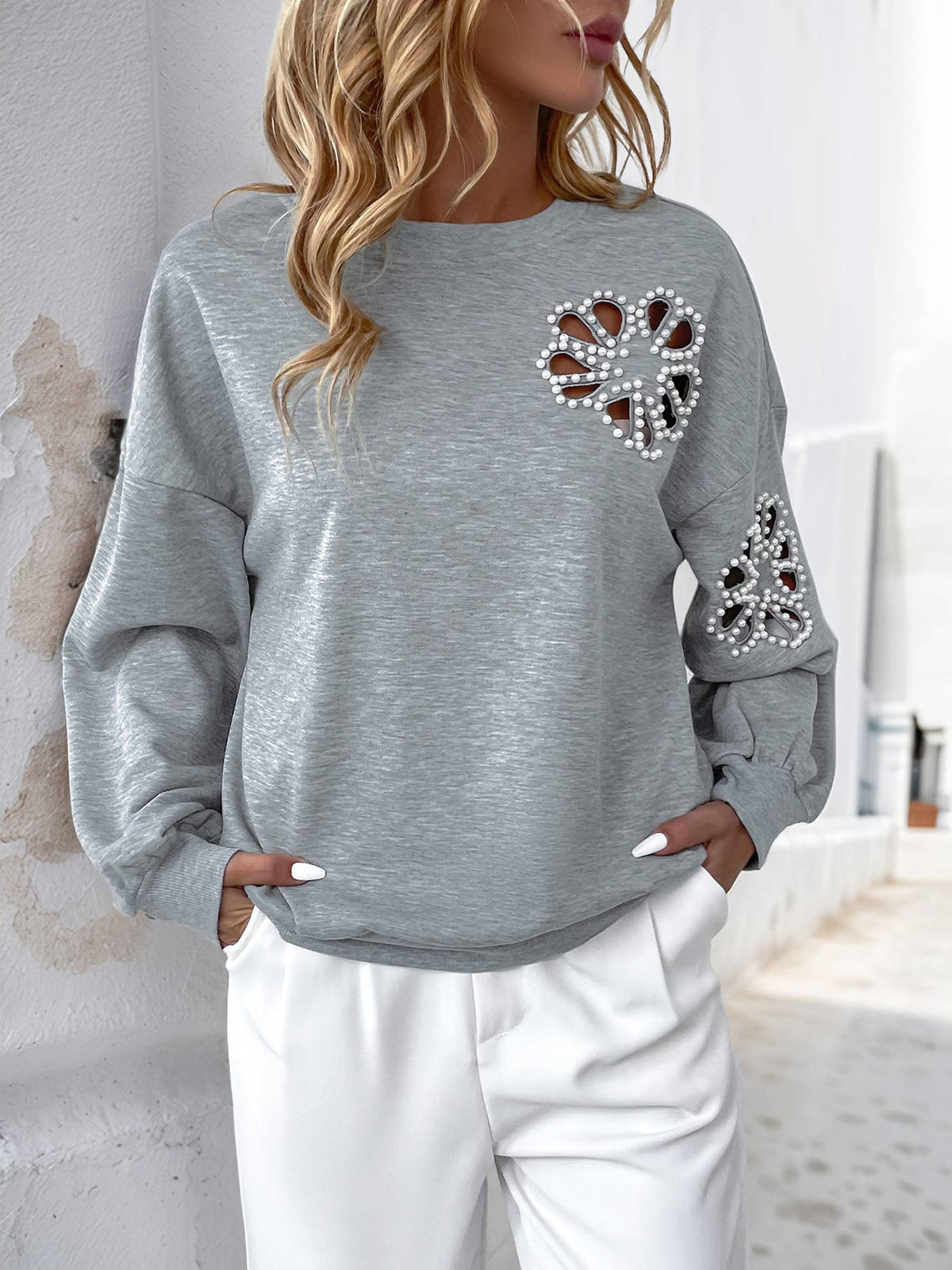 Pearl Cutout Sweatshirt