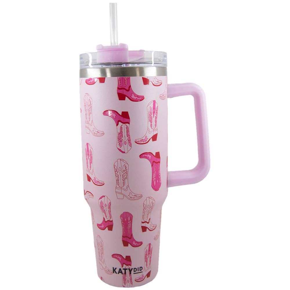 Light Pink Western Boots Tumbler Cup: Light Pink
