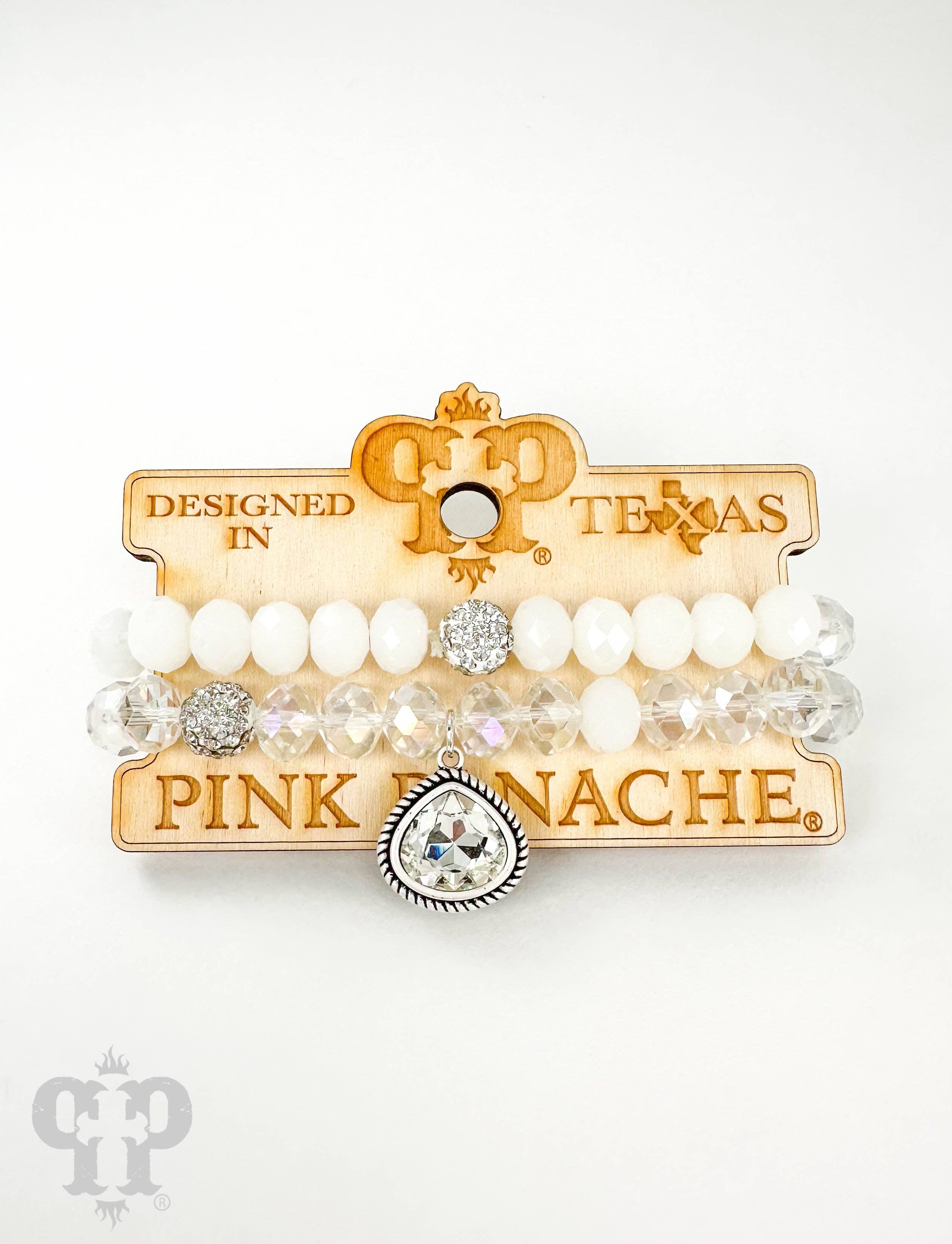 Bead bracelet with rope edge crystal charm: Bronze