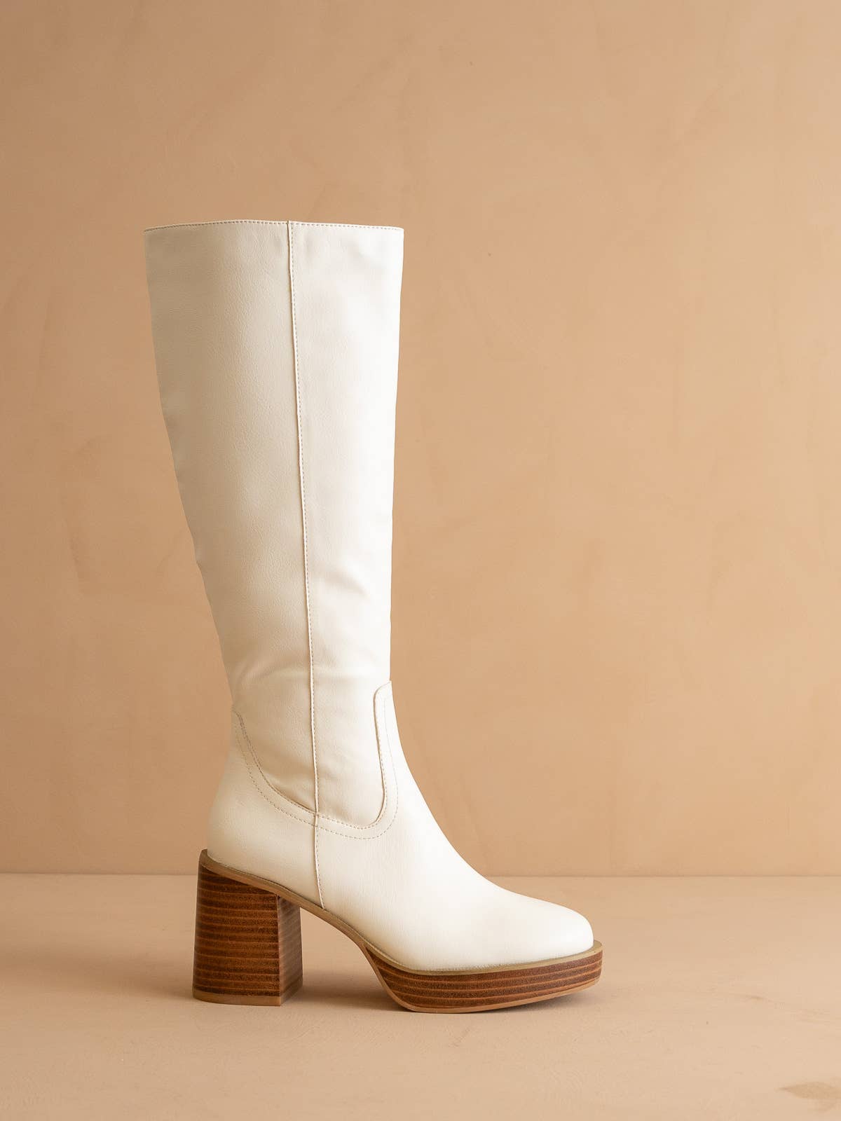 Lydia - White | Platform Knee-High Boots