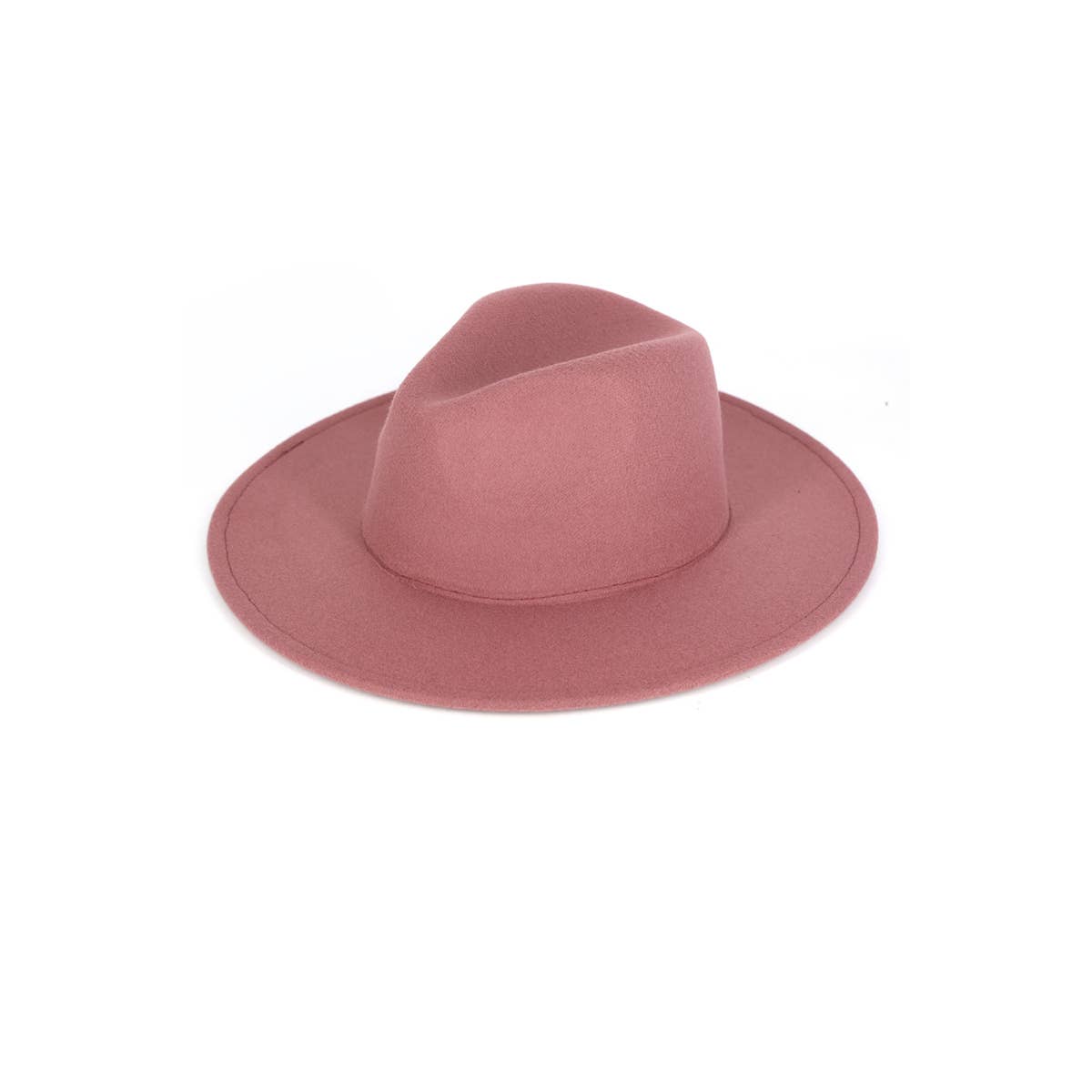 Solid Flat Brim Panama Hat - Pink