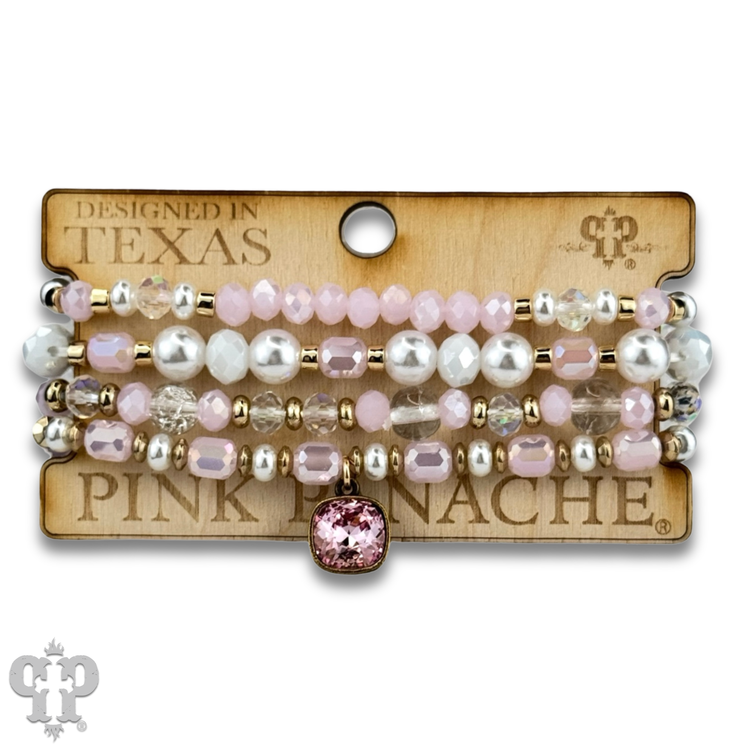 Pearl, glass and gold bead bracelet with Austrian crystal: Gold