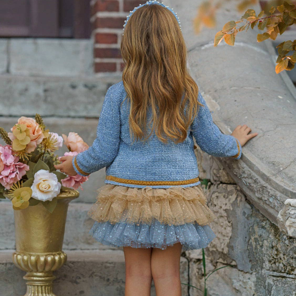 Hello Darling Blue Tweed Jacket &amp; Tulle Skirt