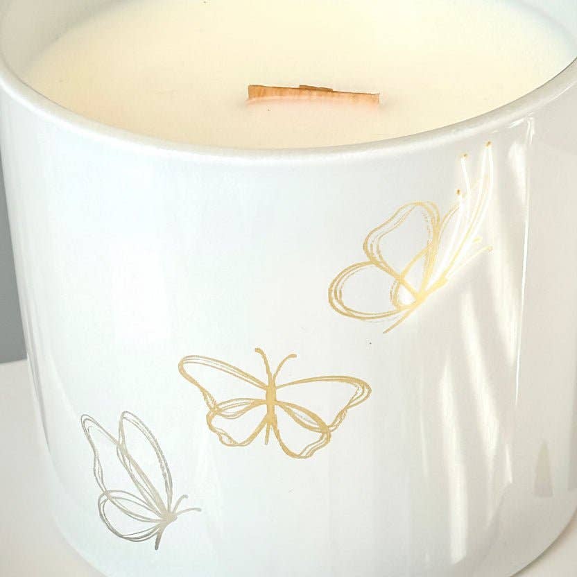 Sweet Tuscan Cashmere Candle, Butterfly Design, Premium: White