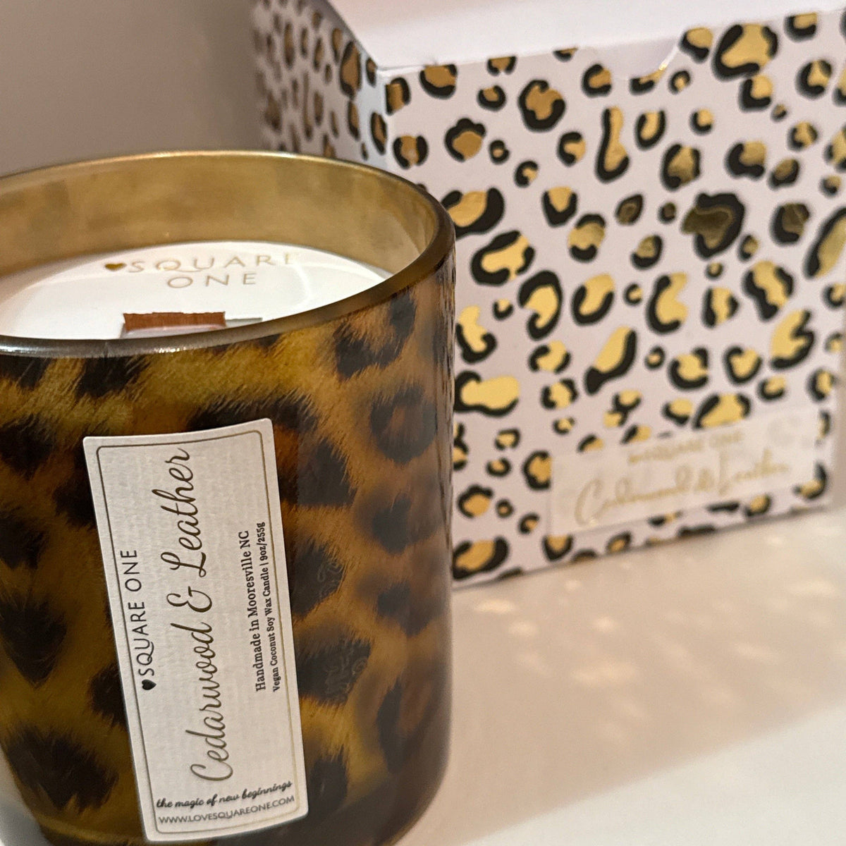 Leopard Container Candle: Sweet Tuscan Cashmere