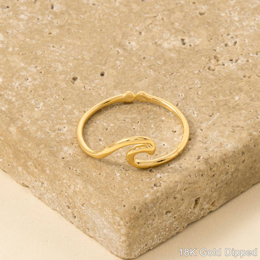 Gold Dipped Wave Cutout Adjustable Ring