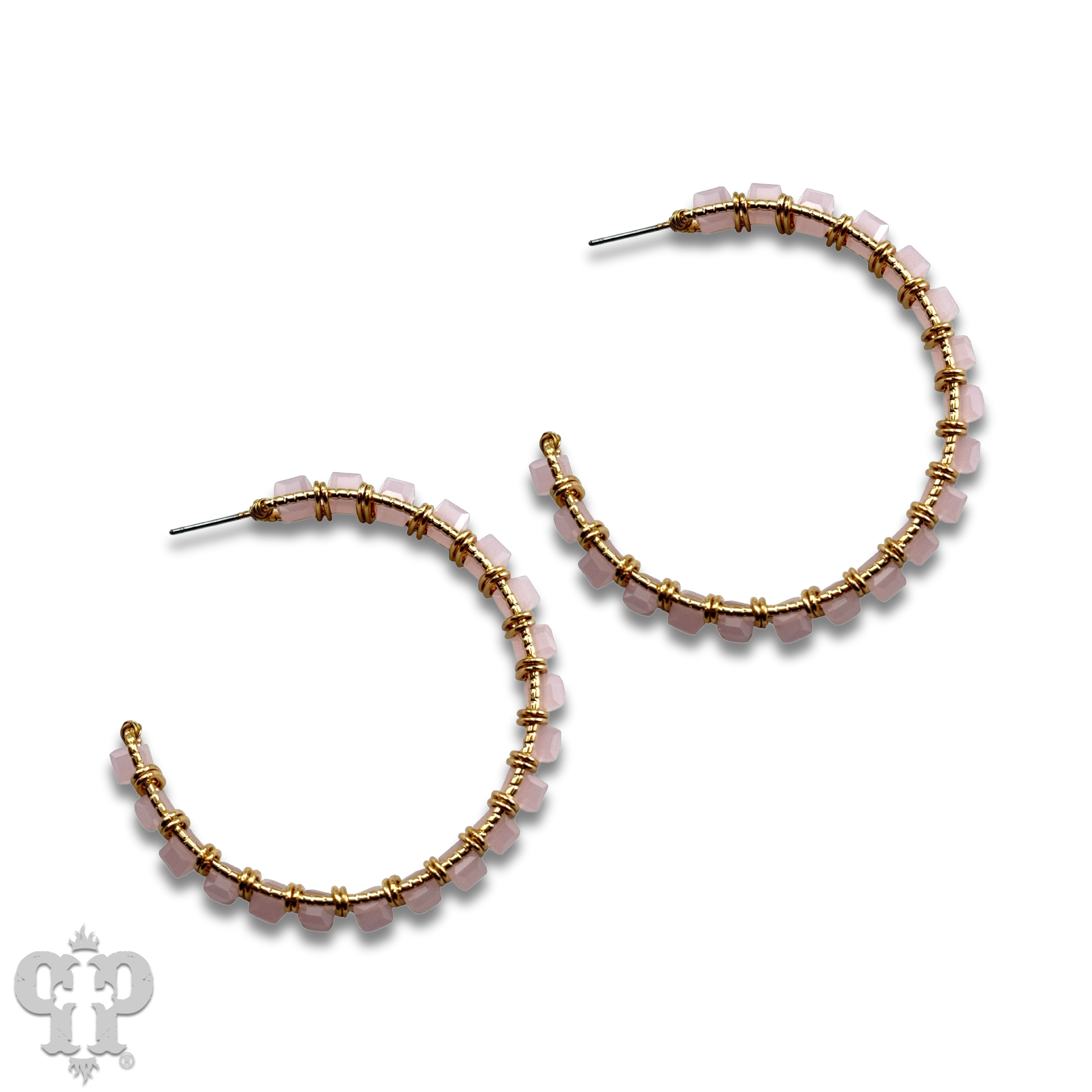 Blush bead hoop earring - Pink