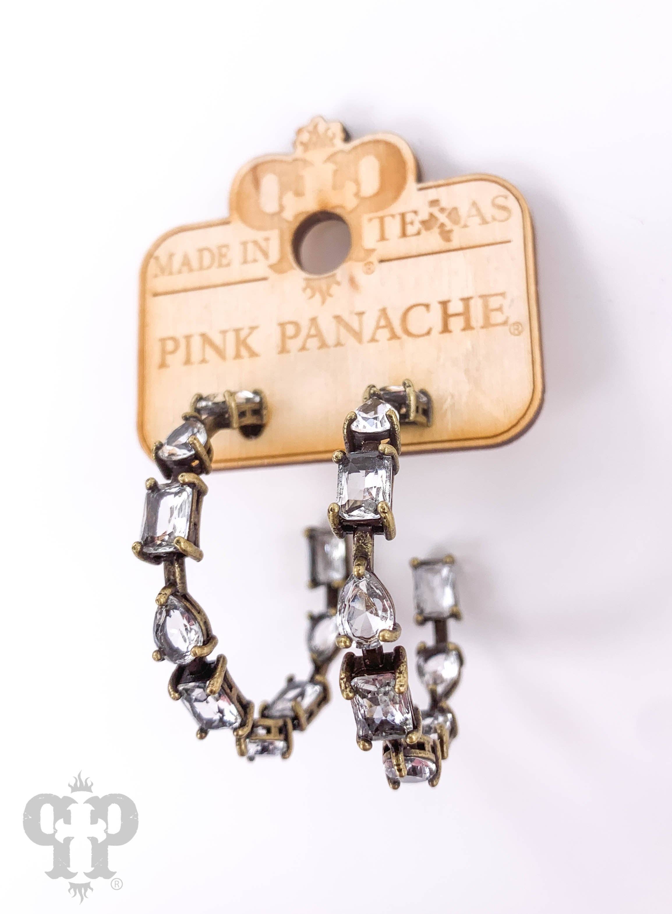 Cubic zirconia rhinestone hoop earring: Bronze