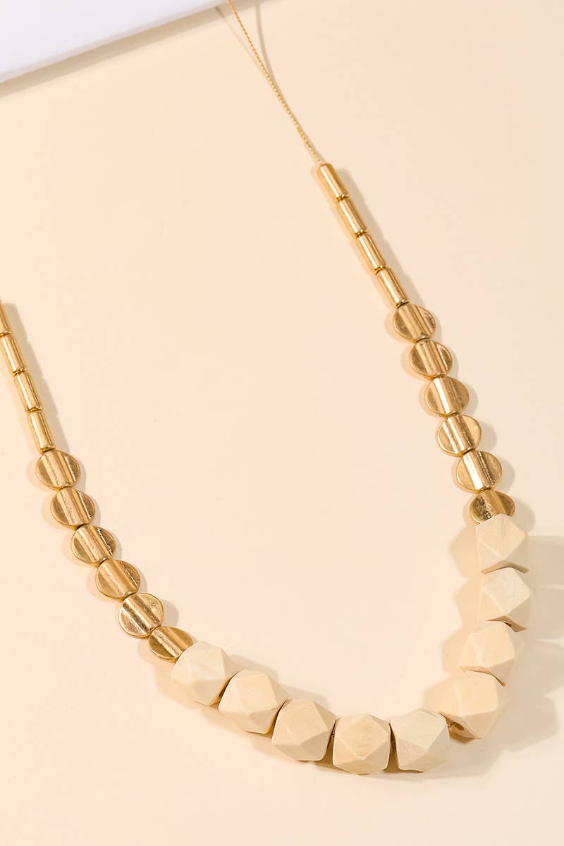 Block Bead Charm Long Necklace: IVY