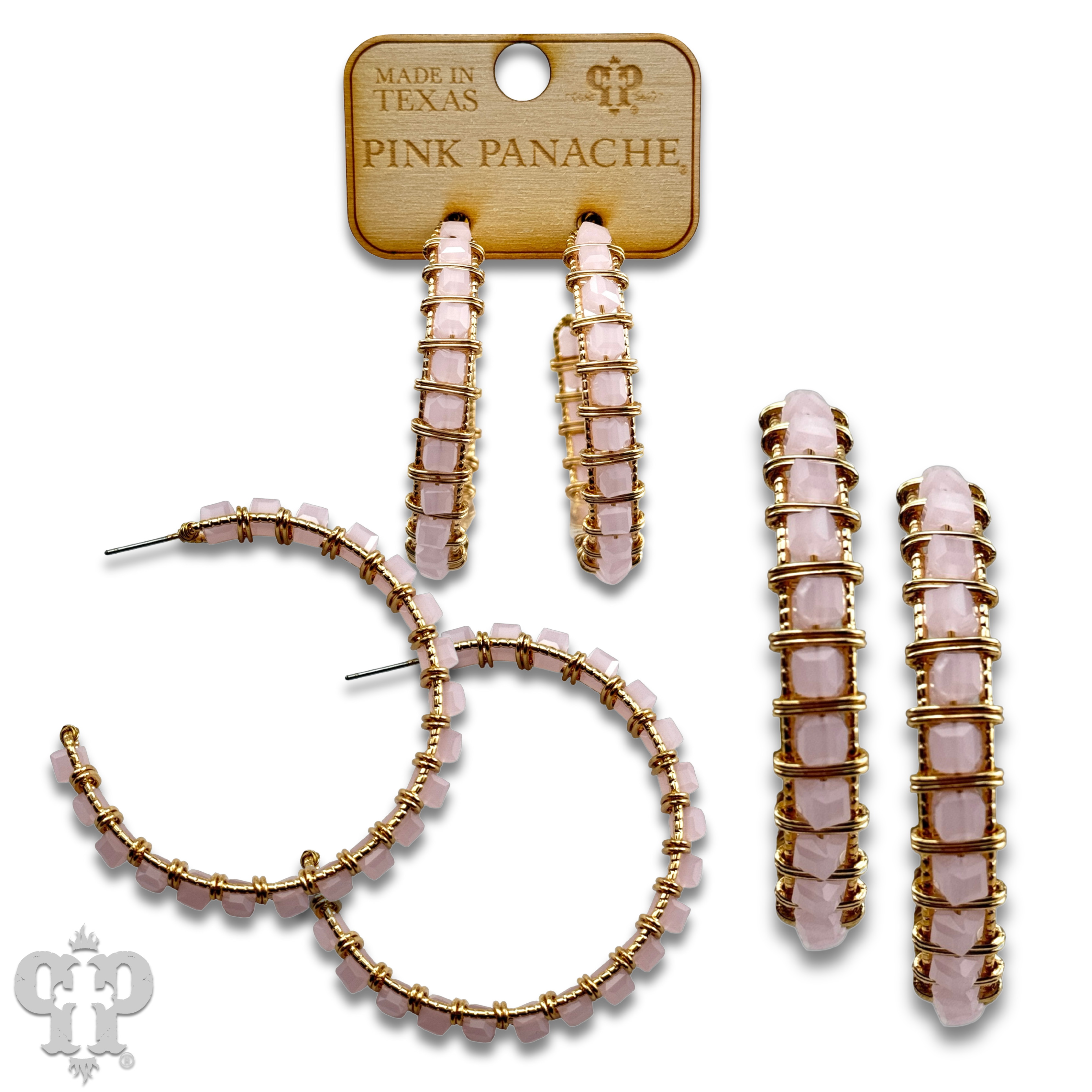 Blush bead hoop earring - Pink