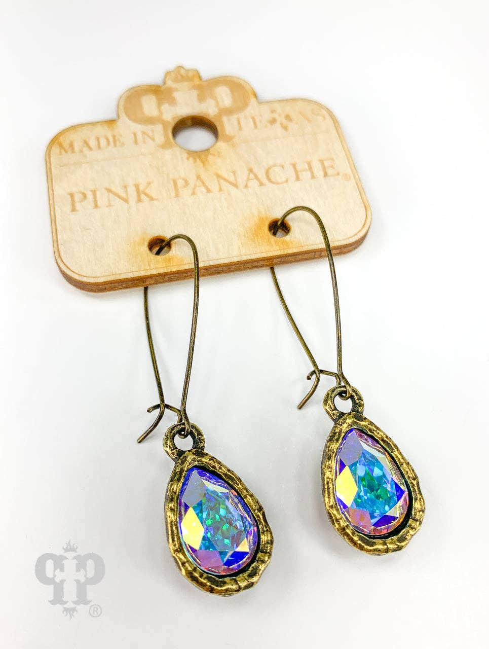 Austrian crystal teardrop earring, small: Bronze