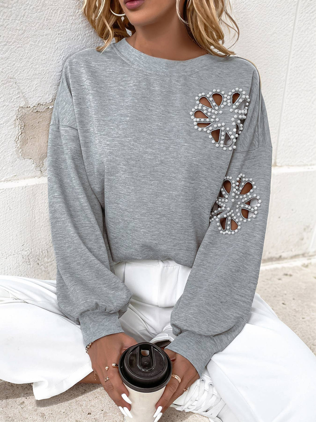 Pearl Cutout Sweatshirt