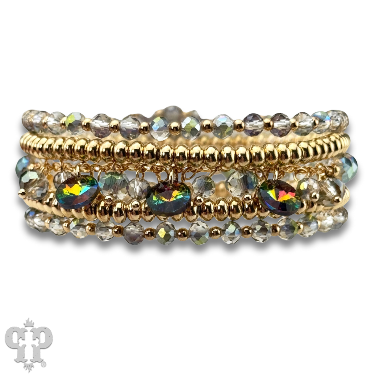 Rhinestone drops bracelet: Gold