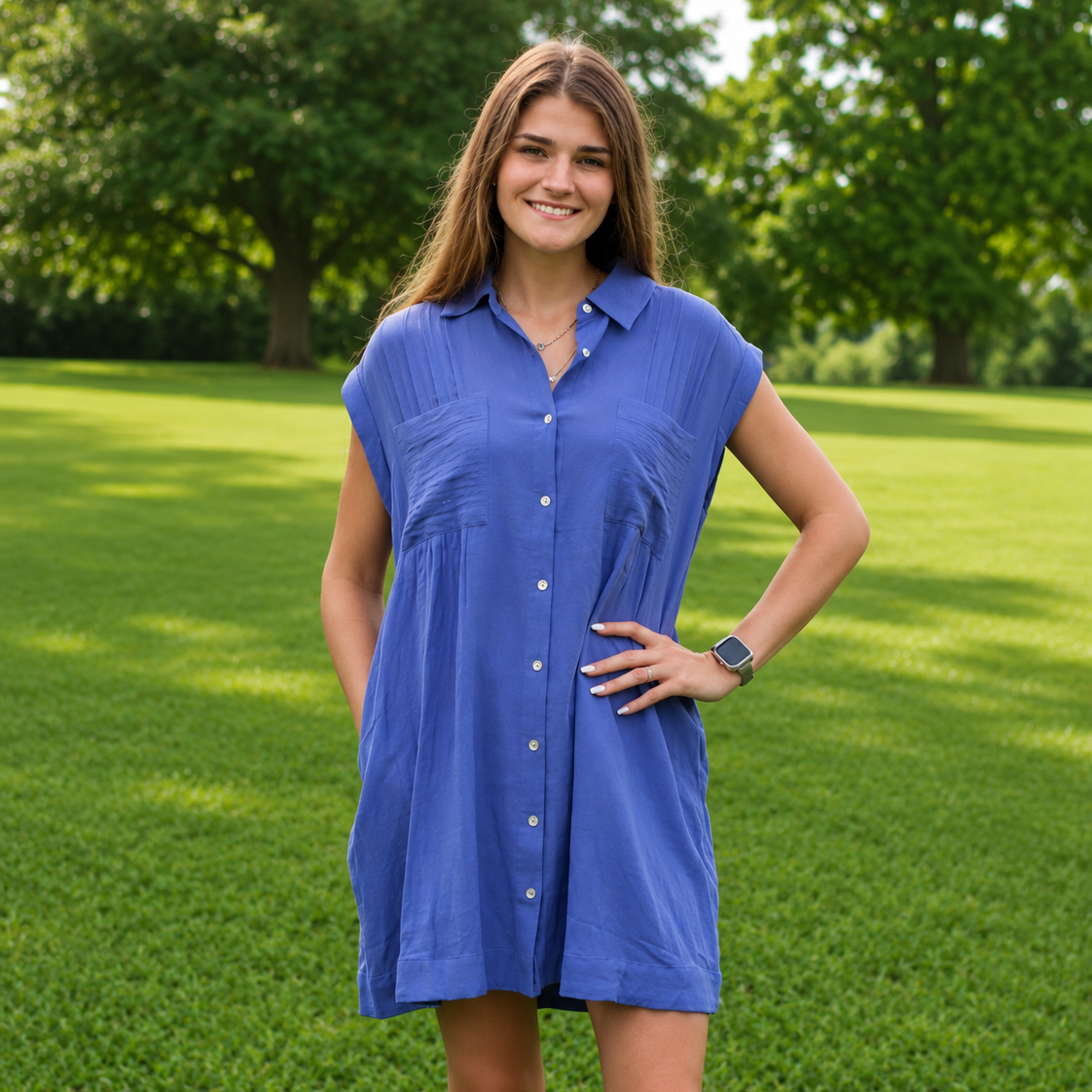 Seabreeze Tunic Dress - Azure Blue