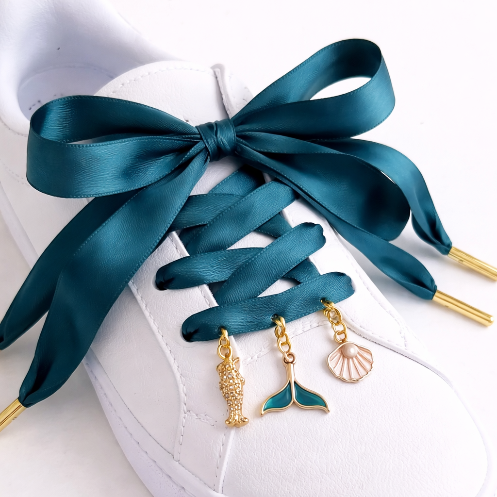 Teal Seashore Shoe Charm and Lace Set