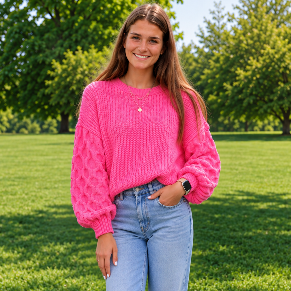 Veronica Knit sweater: Hot pink