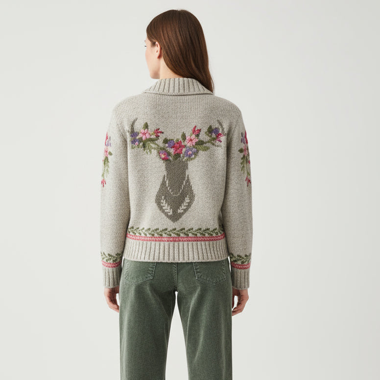 Sweater and green pants on a wooden floor