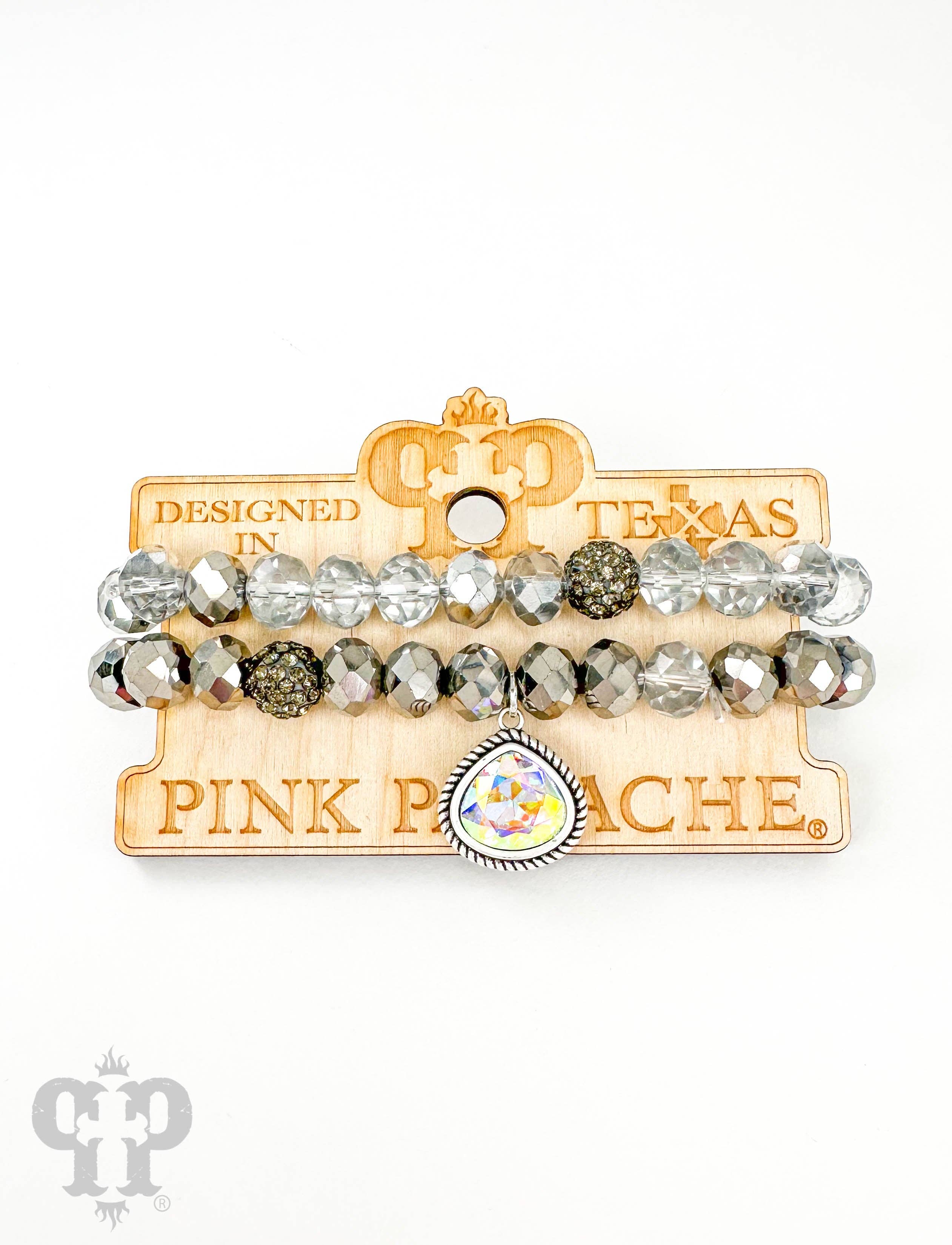 Bead bracelet with rope edge crystal charm: Bronze