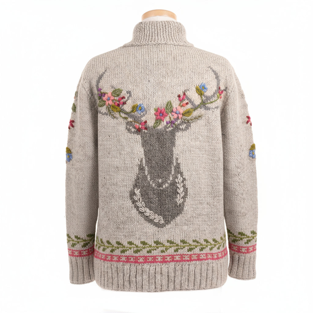 Hartley - Knit Sweater with Floral Antler Design